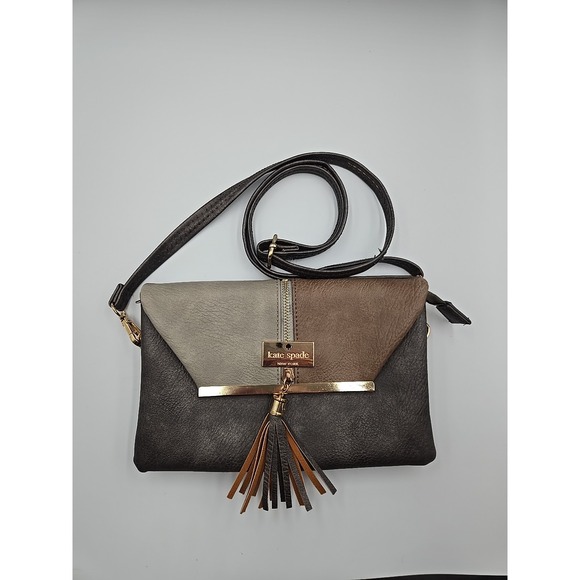 Kate Spade New York‎ Purse/Clutch Removable Strap Two Toned Gray/Beige Pre-Owned - Picture 1 of 16